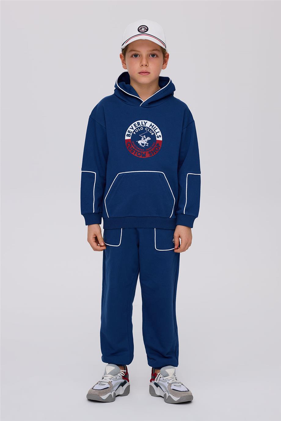 Beverly Hills Polo Club Erkek Çocuk Saks Kapüşonlu Sweatshirt