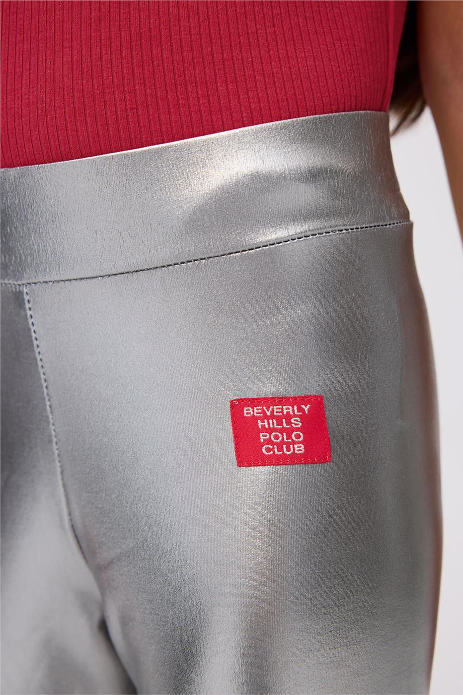Beverly Hills Polo Club Kız Çocuk Metalik Gri Tayt görsel 3
