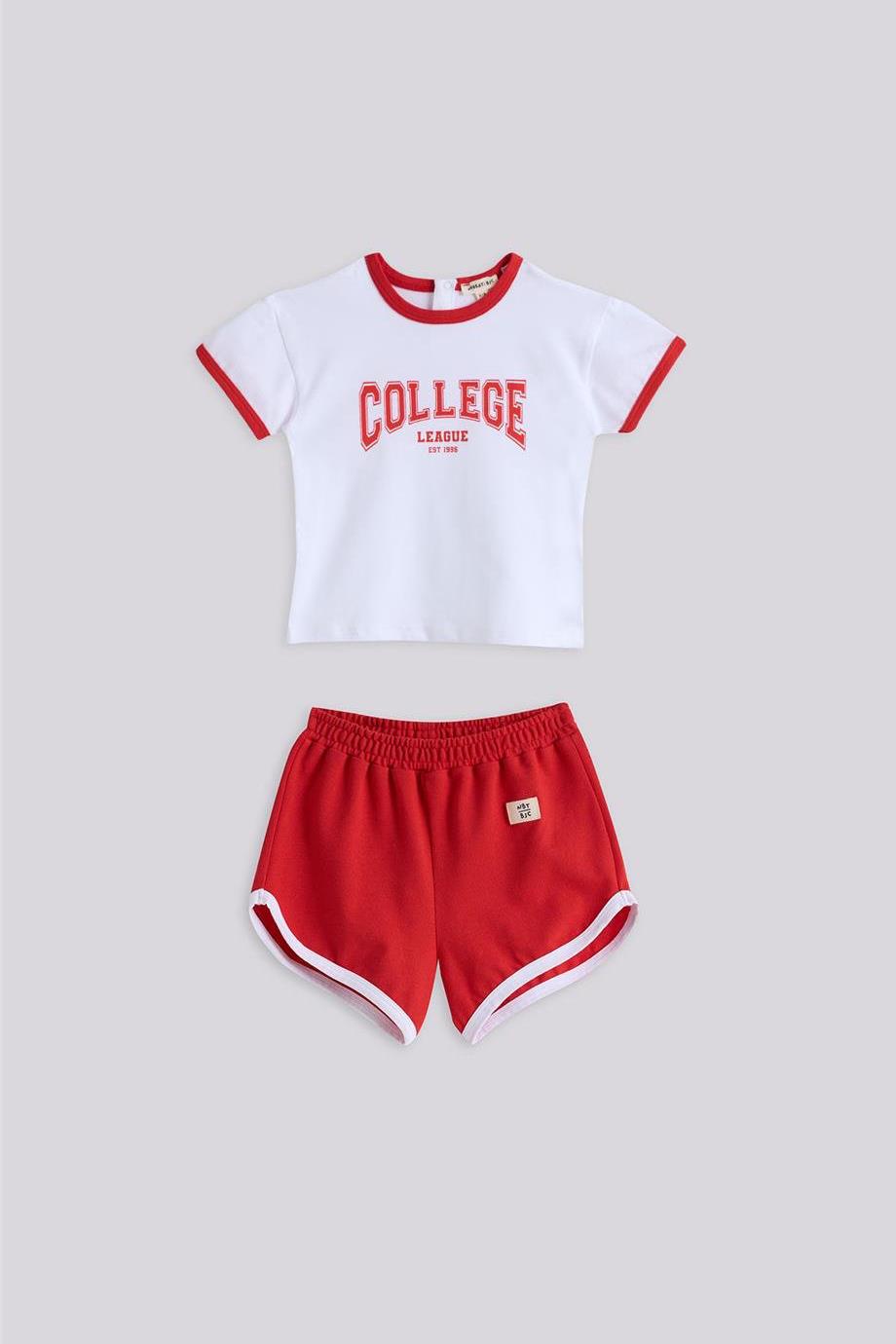 GB Baby Basic Erkek Bebek Kırmızı Şort ve Tişört Takımı