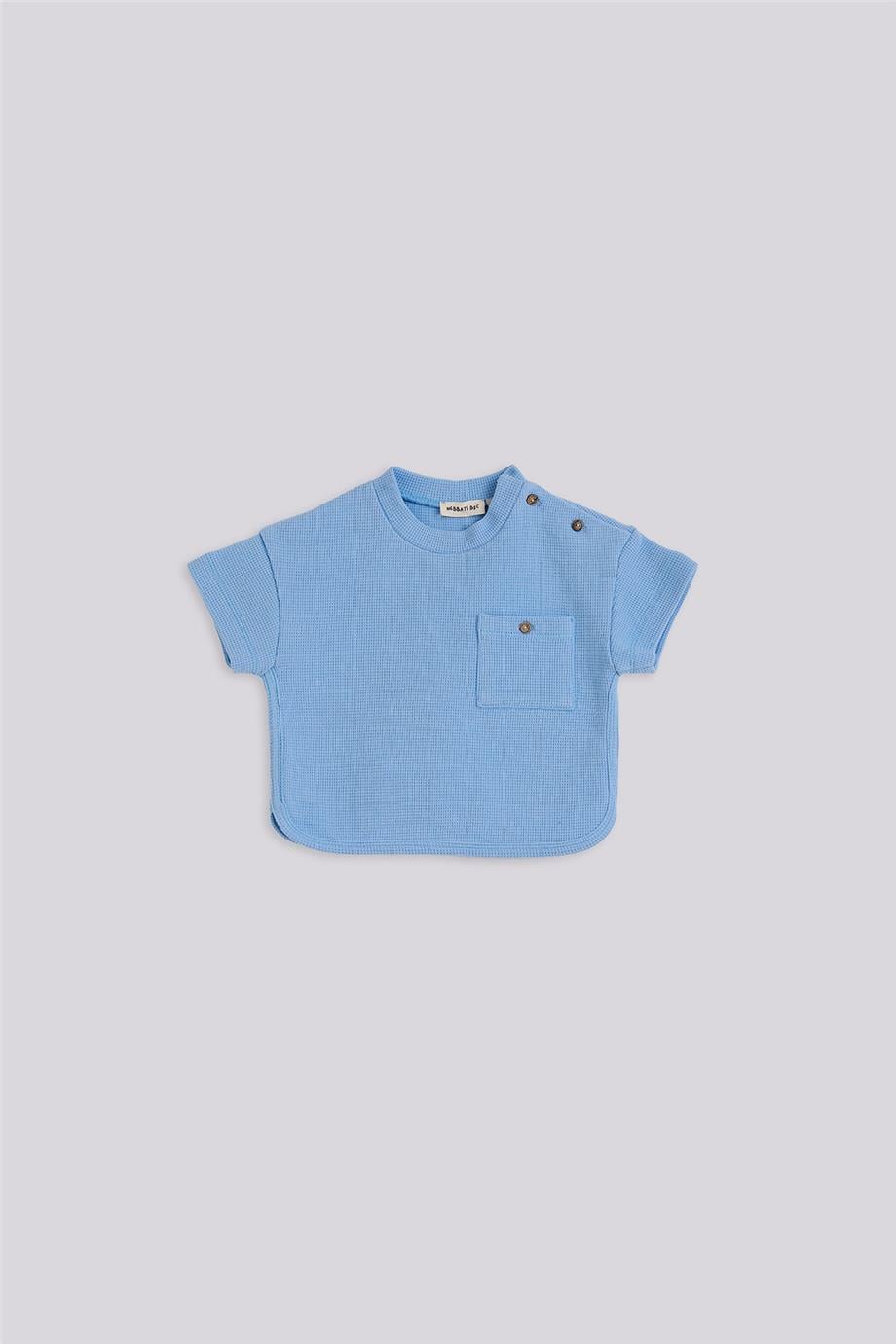Gb Baby Basic Erkek Bebek Mavi Şort ve Tişört Takımı görsel 2