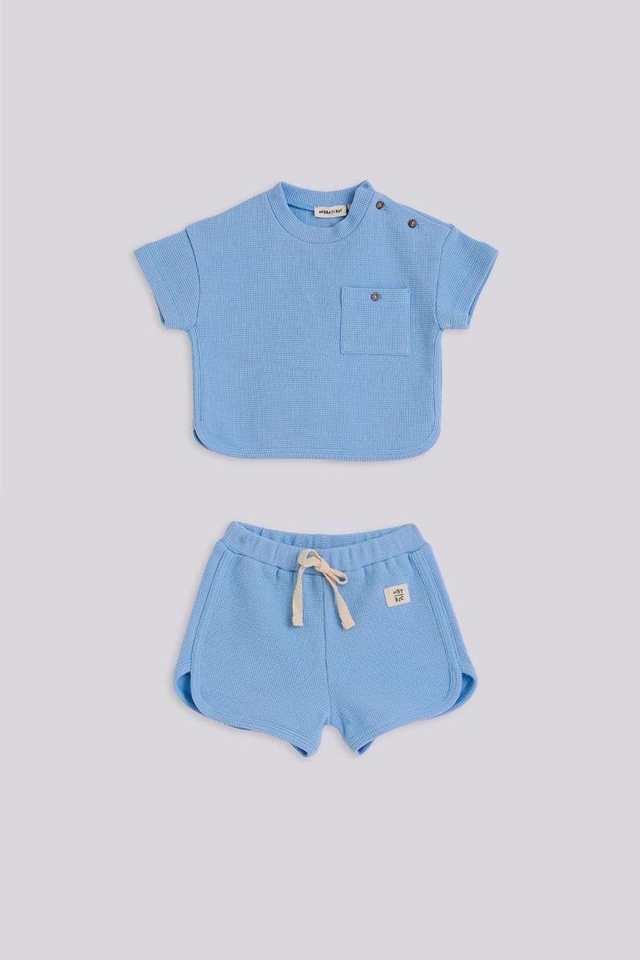 Gb Baby Basic Erkek Bebek Mavi Şort ve Tişört Takımı