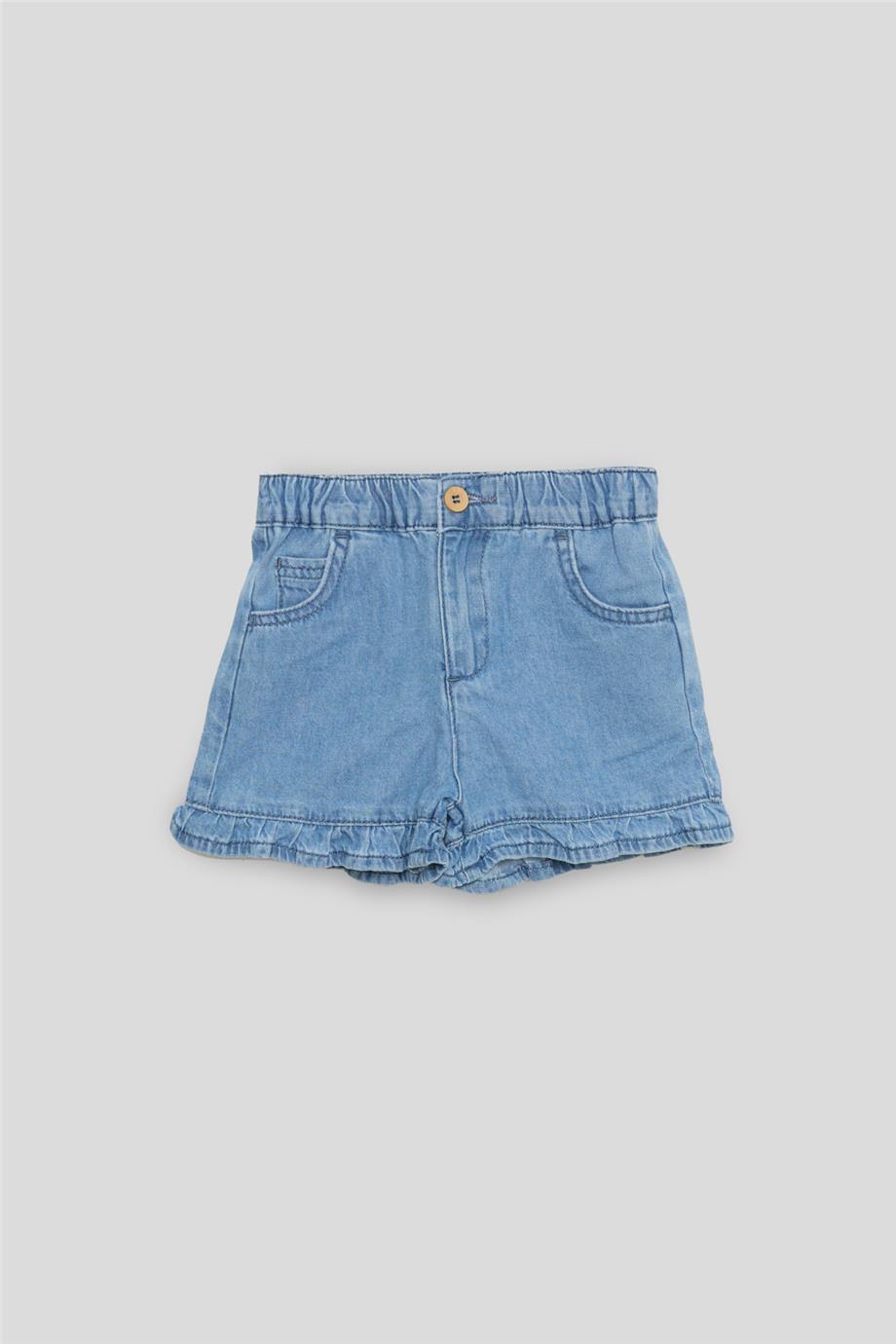GB Baby Basic Kız Bebek Denim Volanlı Paça Şort