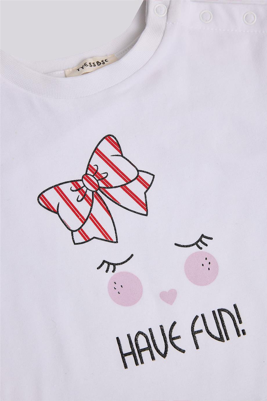 GB Baby Basic Kız Bebek Desenli Şort Takım görsel 4