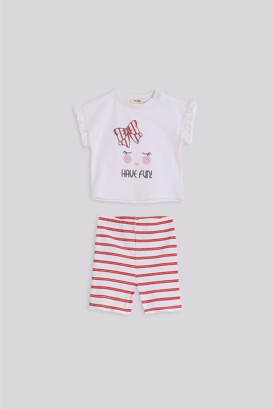 GB Baby Basic Kız Bebek Desenli Şort Takım