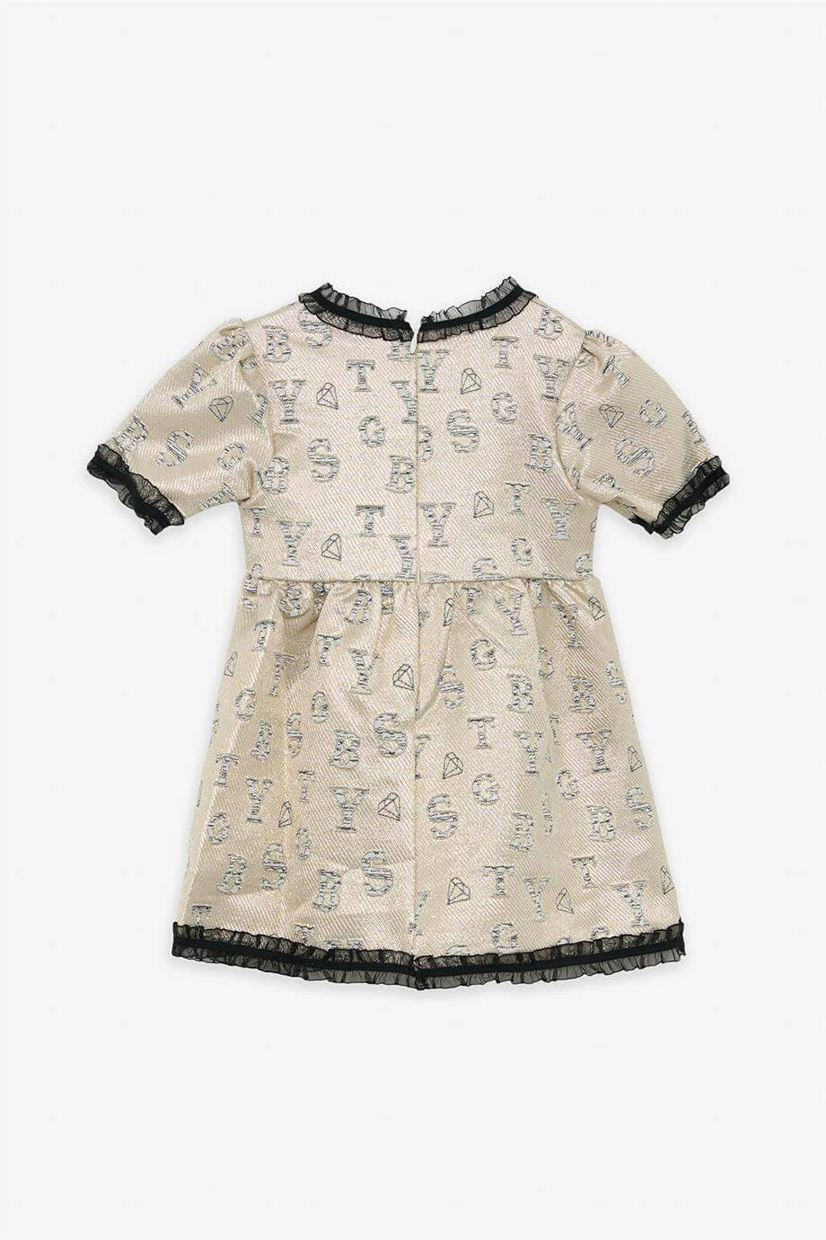 chinese dress ladies 1970's Bill Gibb London Couture Metallic Gold Sheer Lace Babydoll Mini main image 0