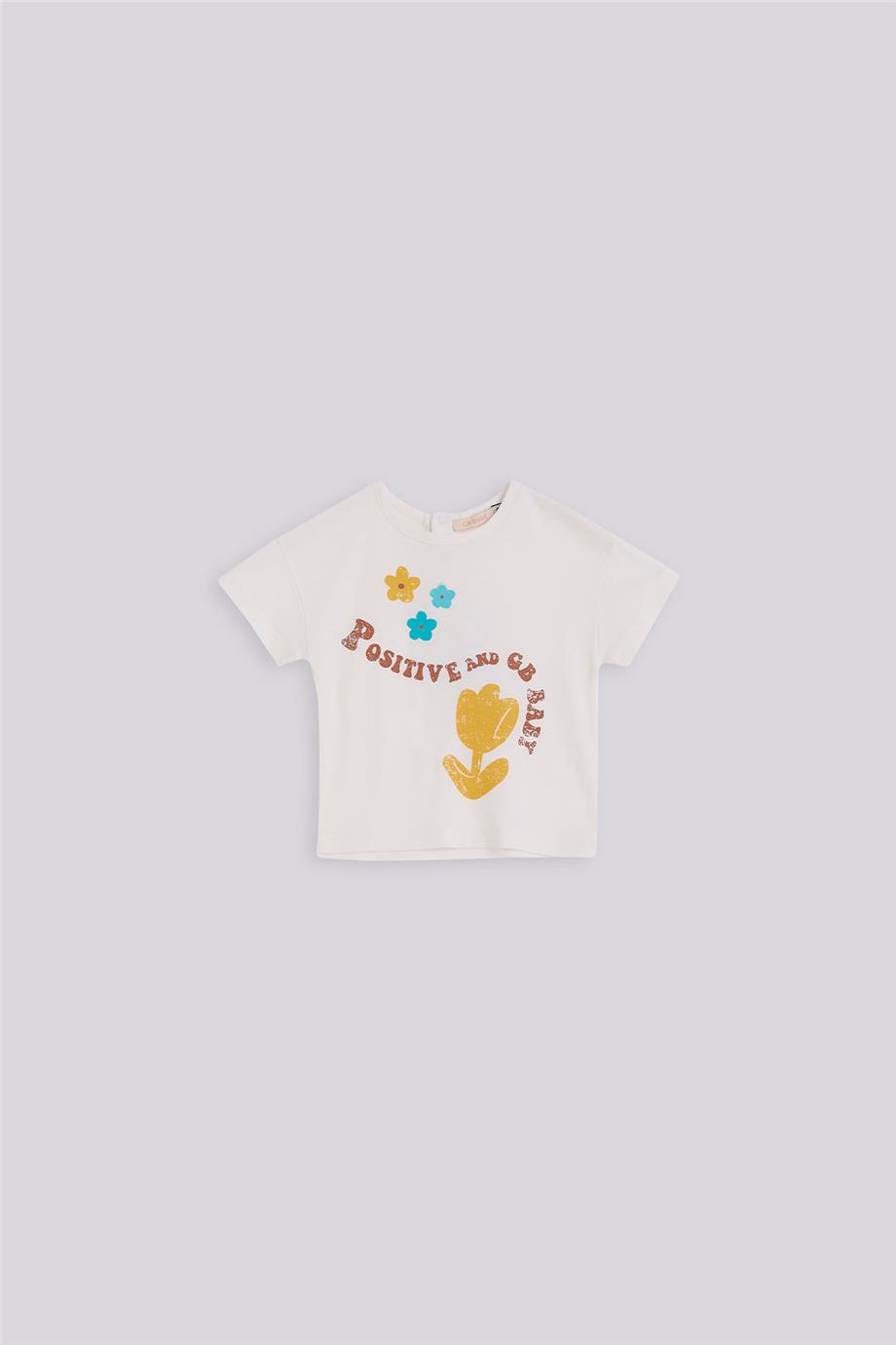 GB Baby Kız Bebek Ekru Tişört