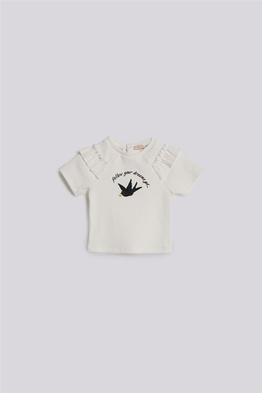 GB Baby Kız Bebek Ekru Tişört