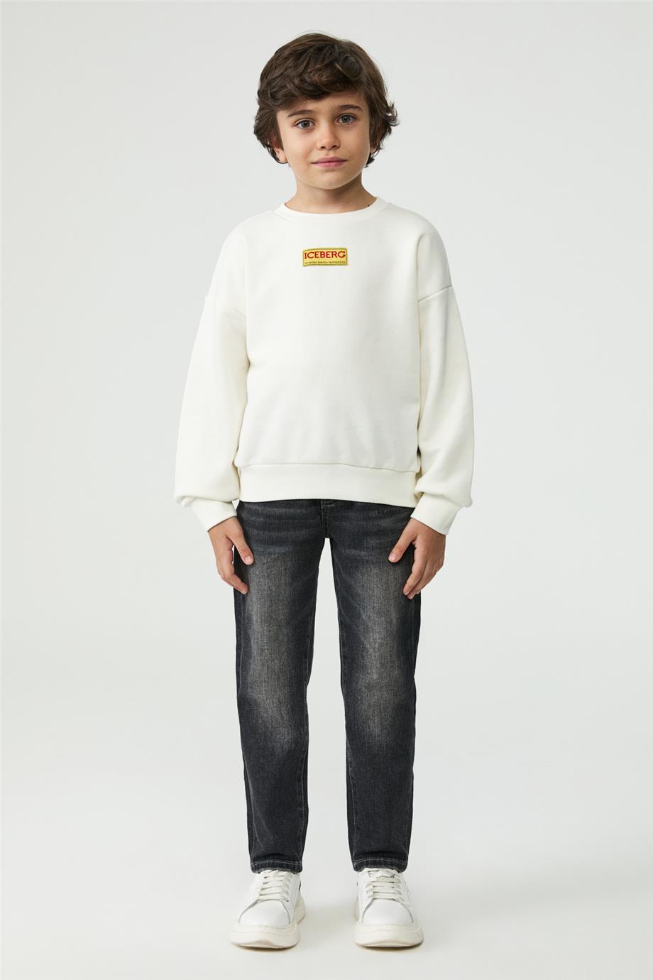 Iceberg Erkek Çocuk Kırık Beyaz Sweatshirt