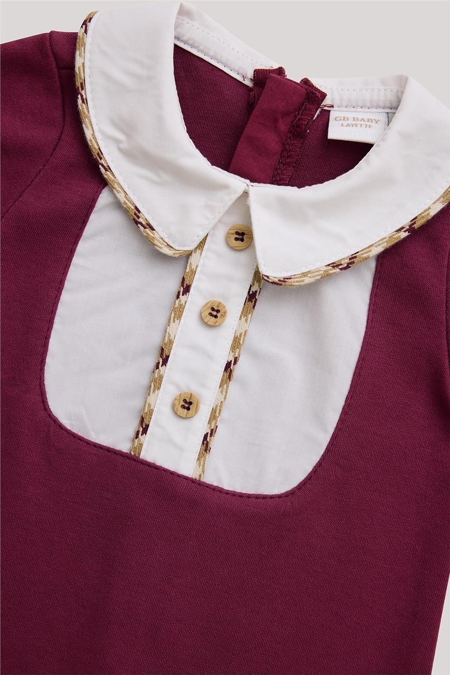 Layette Erkek Bebek Bordo Tulum görsel 2