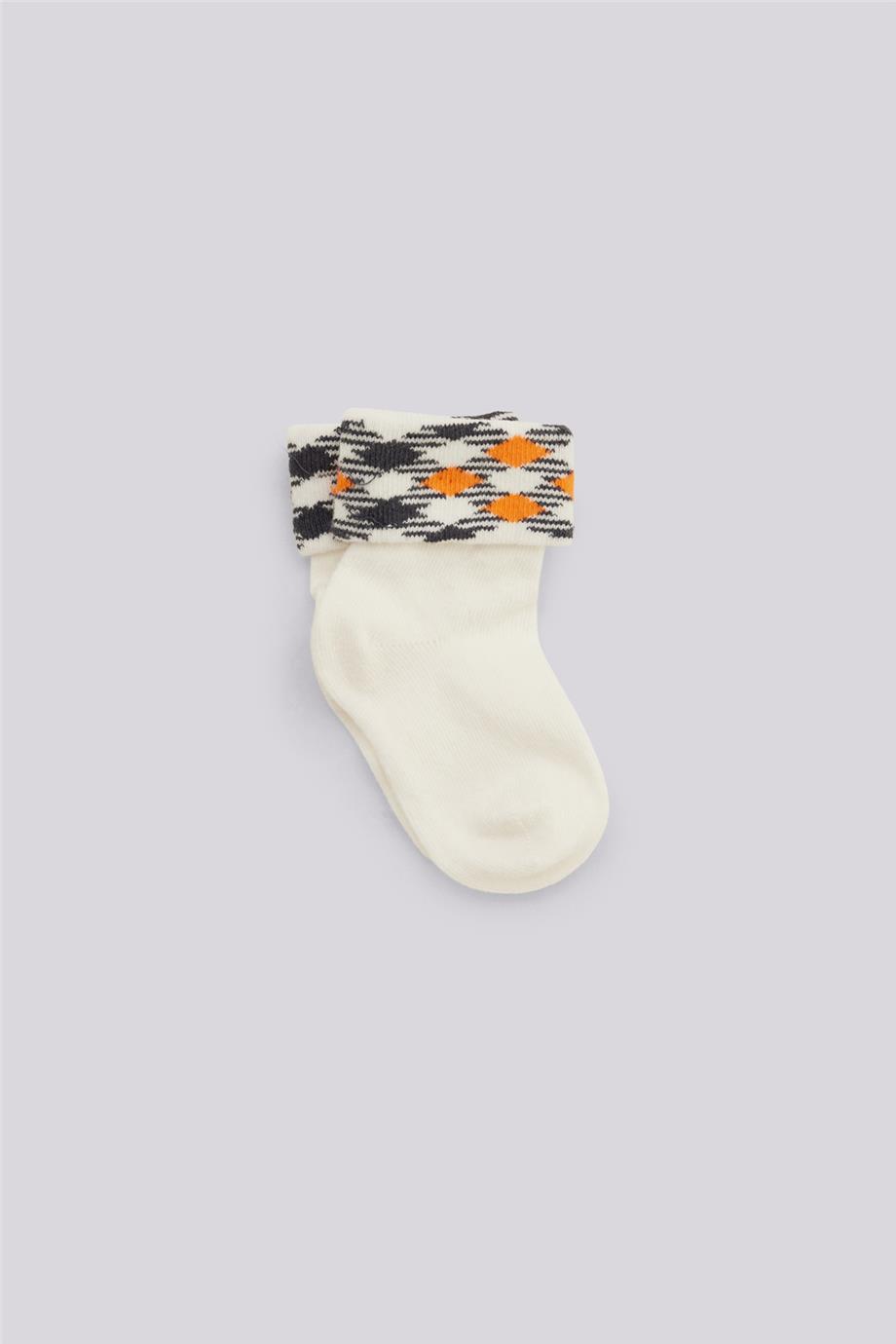 Layette Erkek Bebek Ekru Çorap