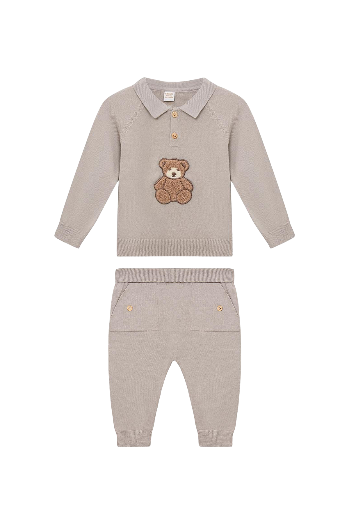 Layette Erkek Bebek Gri Triko Takım