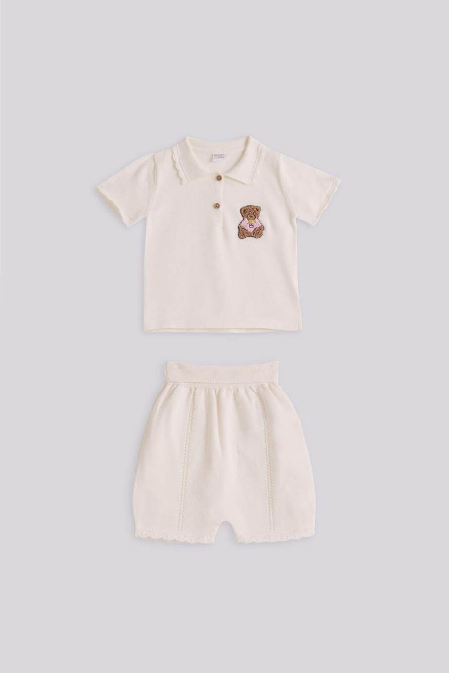Layette Kız Bebek Beyaz Şort Takım