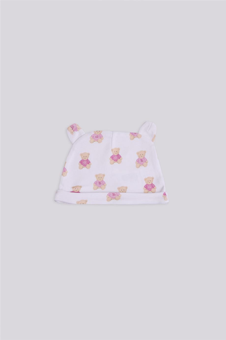 Layette Kız Bebek Desenli Bere