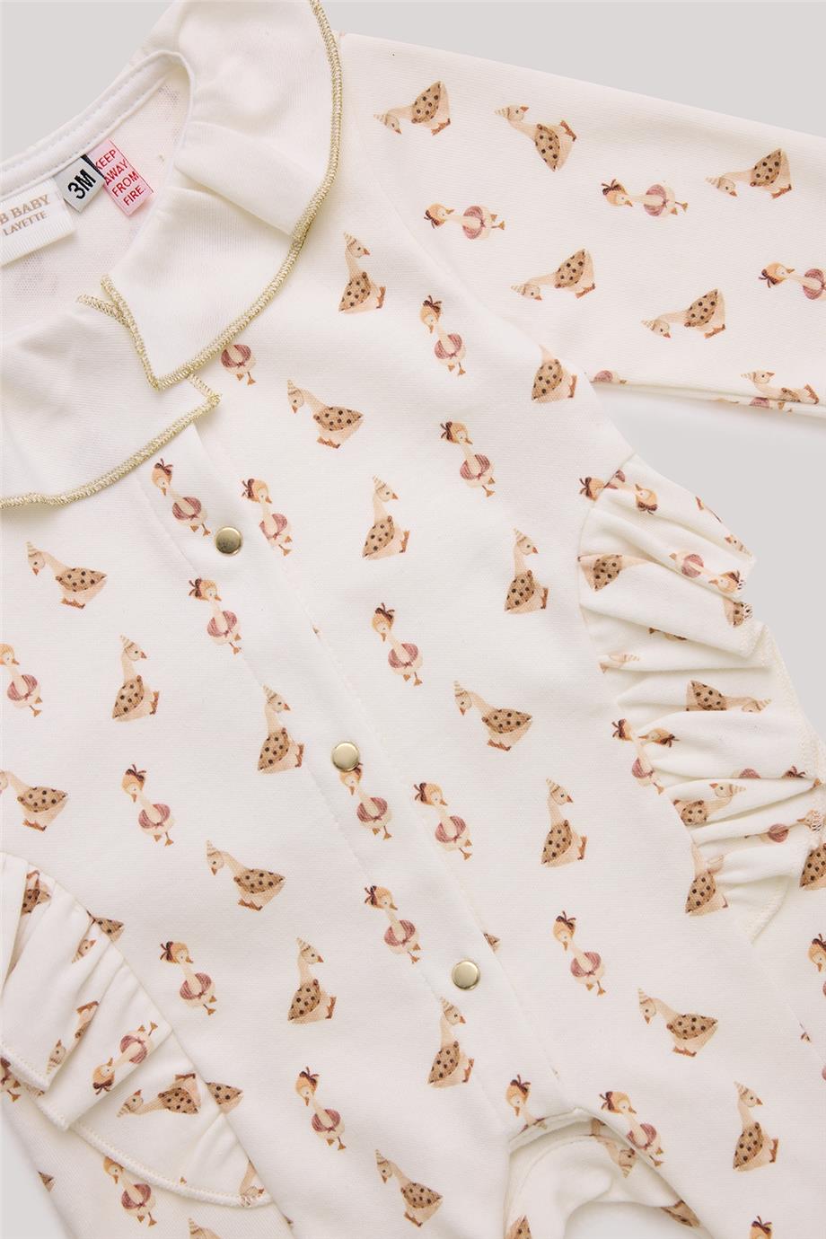 Layette Kız Bebek Desenli Tulum görsel 6
