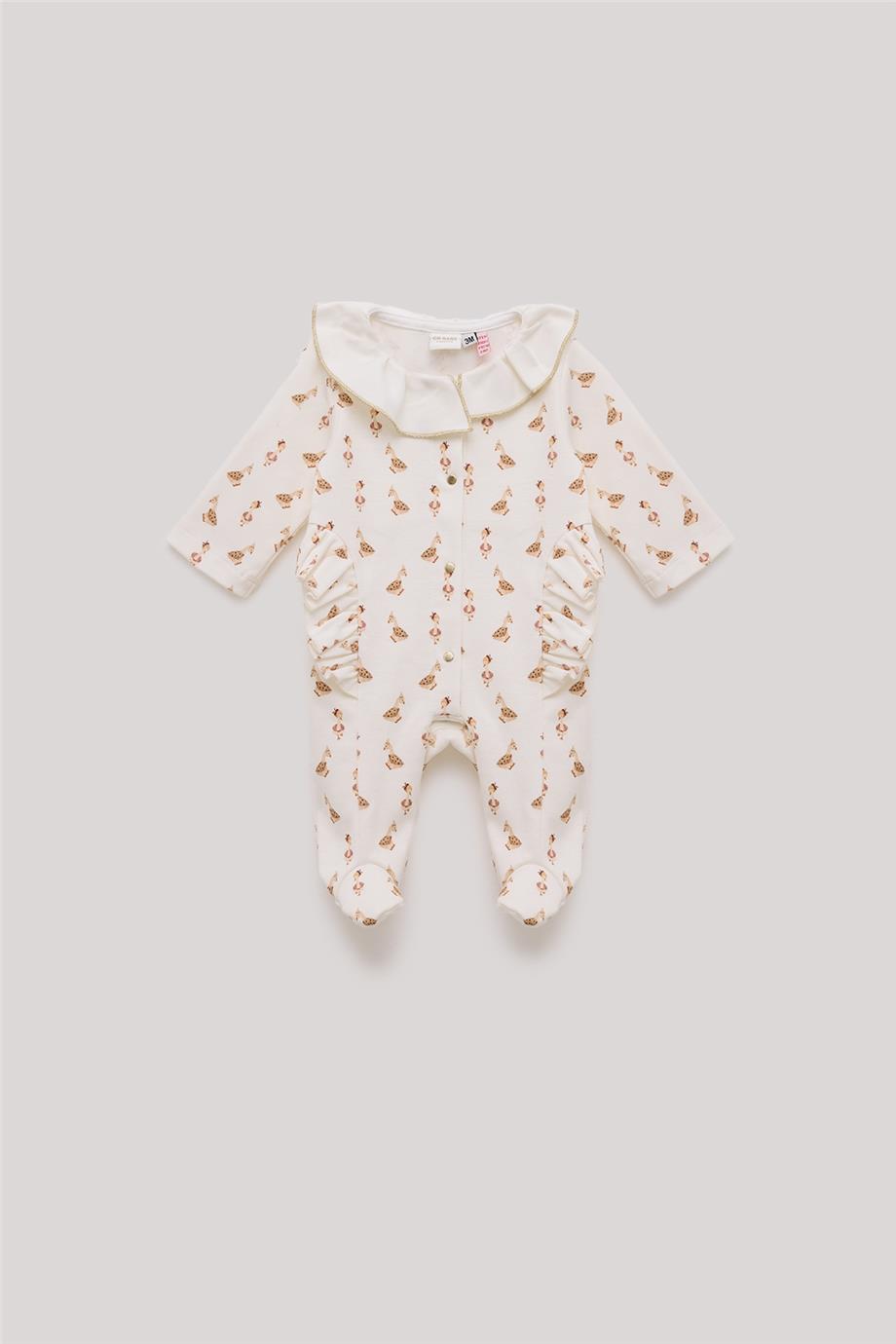 Layette Kız Bebek Desenli Tulum