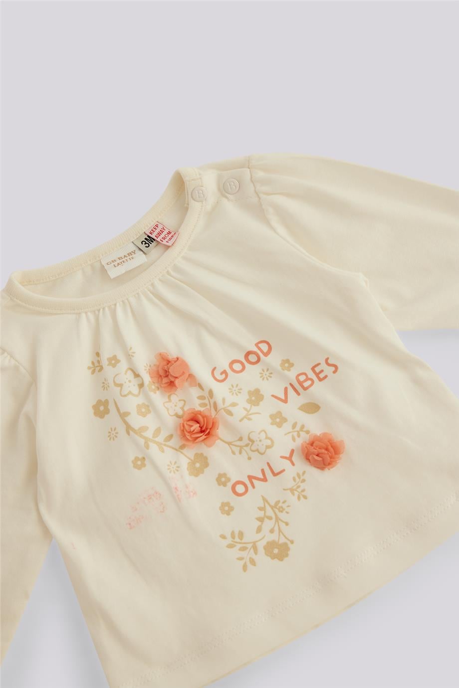 Layette Kız Bebek Ekru Tişört görsel 2