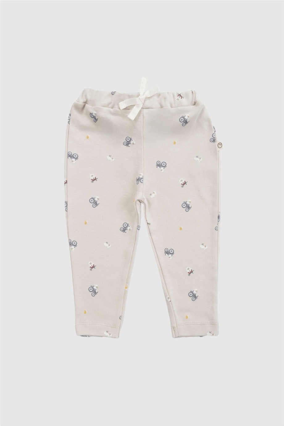 Little Gusto Unisex Bebek Ekru Çiftlik Desenli Pamuk Pantolon