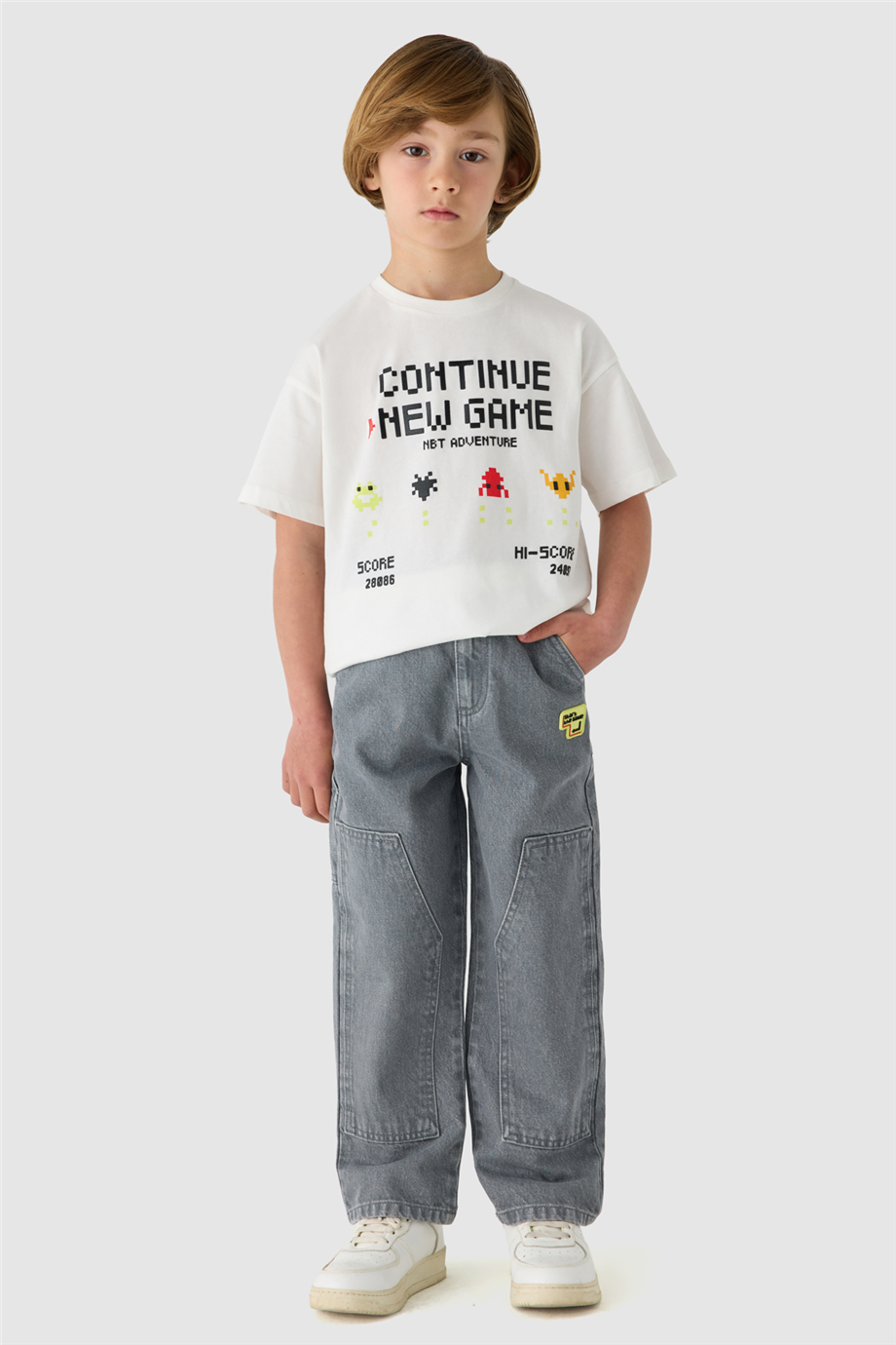 NBT Jeans Erkek Çocuk Bisiklet Yaka Oversize Tişört