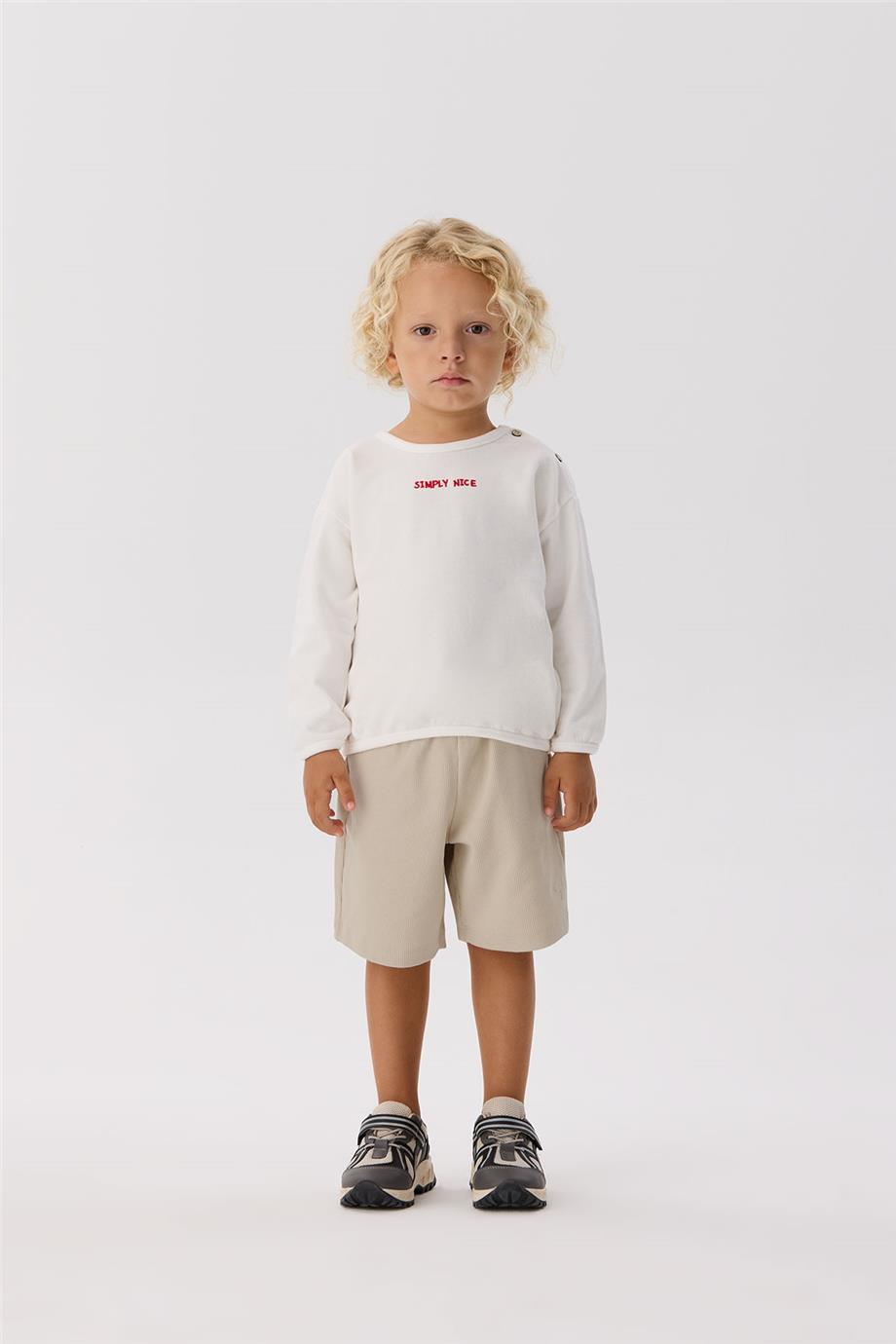 NBT BSC Erkek Bebek Beyaz Yazı Baskılı Sweatshirt