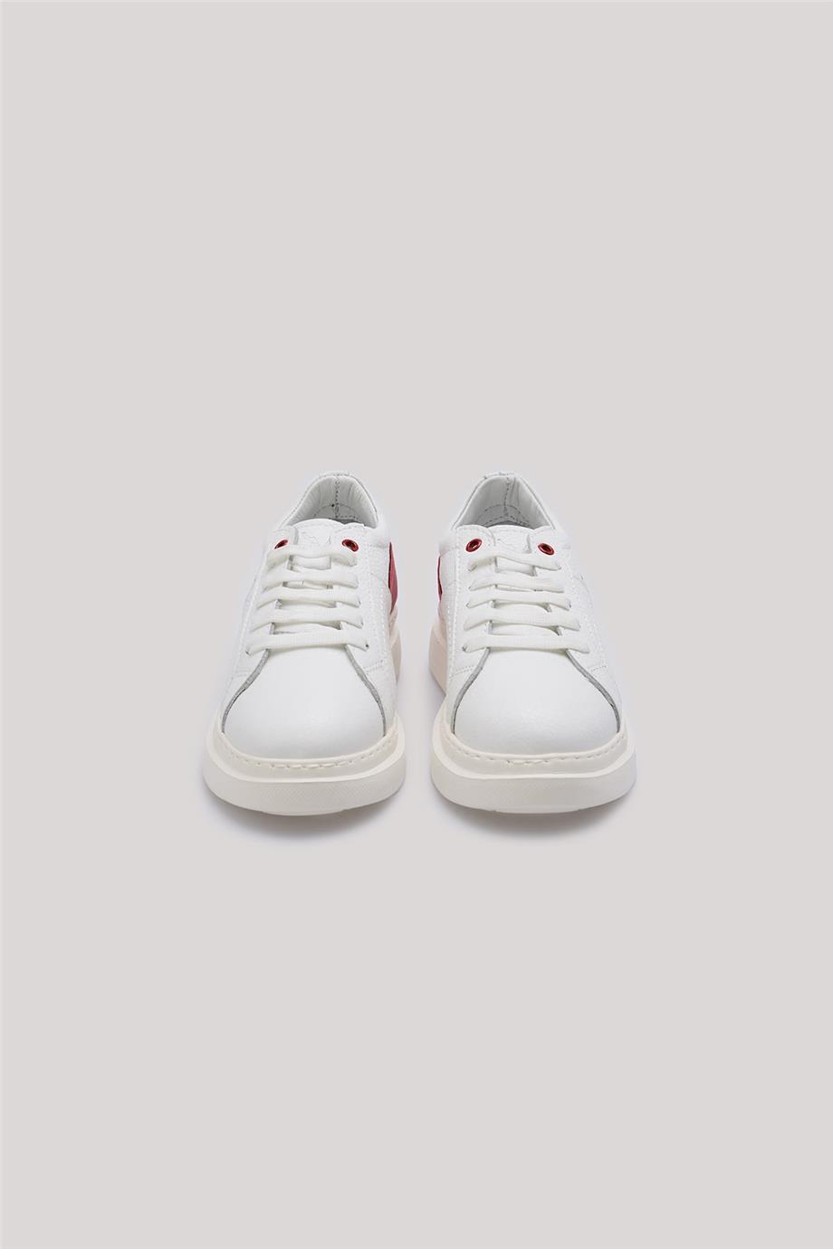 NBT BSC Erkek Çocuk Beyaz Kırmızı Detaylı Sneaker Ayakkabı