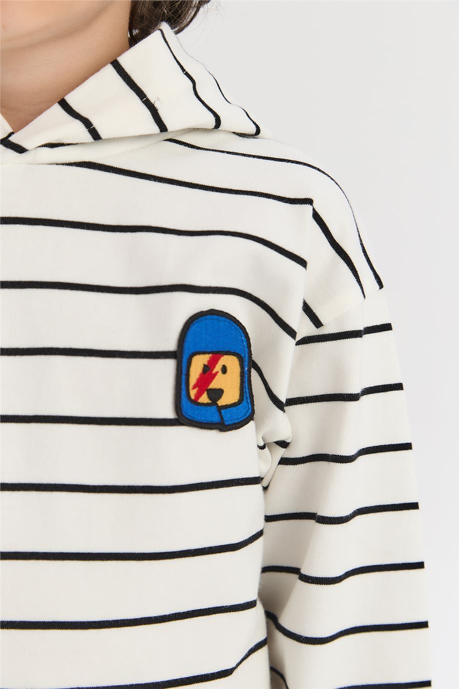 NBT Jeans Erkek Çocuk Çizgili Sweatshirt görsel 3