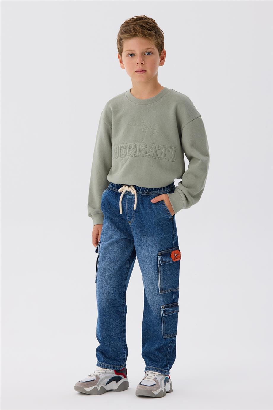 NBT Jeans Erkek Çocuk Beli Lastikli Cepli Denim Pantolon