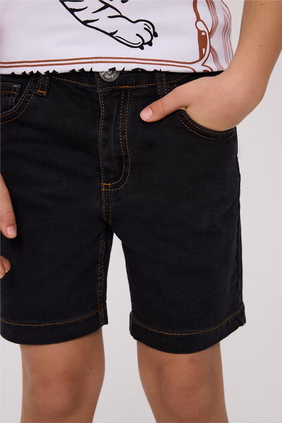 NBT Jeans Erkek Çocuk Koyu Denim Şort görsel 3