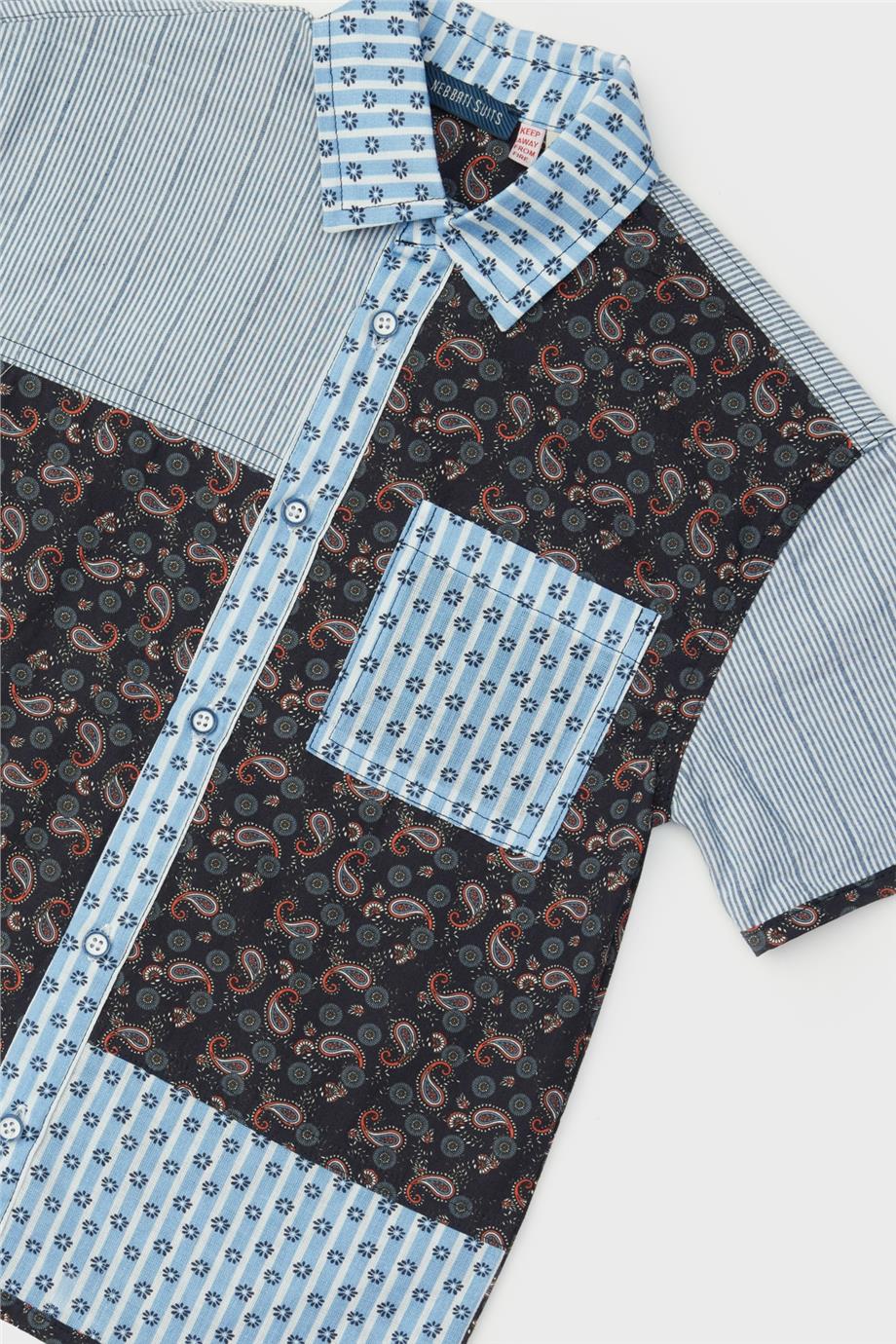 NBT Jeans Erkek Çocuk Desenli Kısa Kollu Gömlek görsel 3
