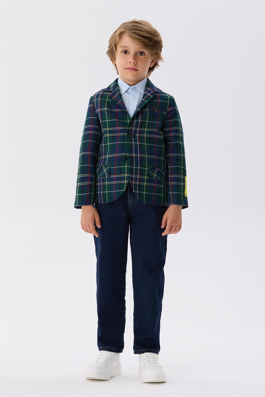 NBT Jeans Erkek Çocuk Ekose Blazer Ceket
