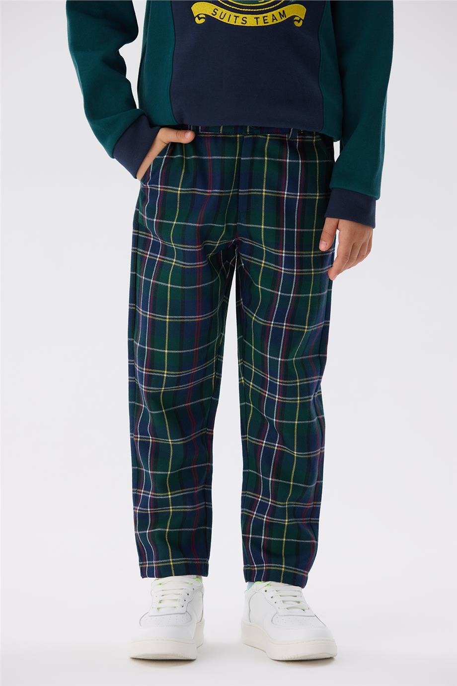 NBT Jeans Erkek Çocuk Ekose Desenli Pantolon görsel 2