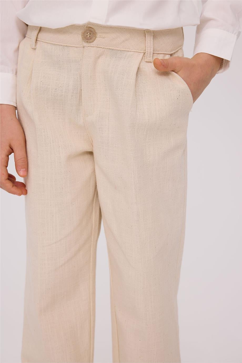 NBT Jeans Erkek Çocuk Ekru Pamuk Pantolon görsel 3