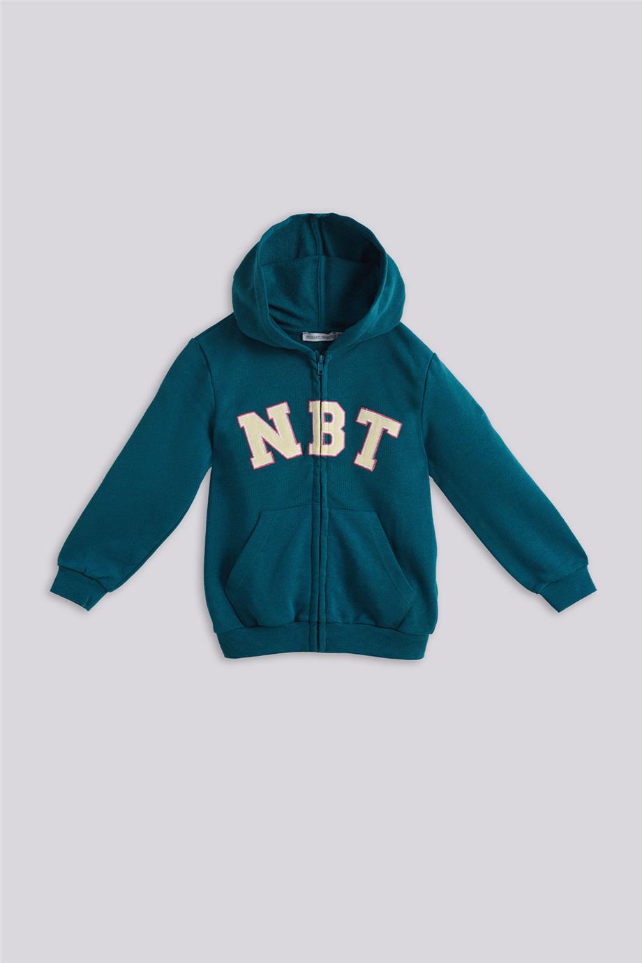NBT Jeans Erkek Çocuk Yeşil Kapüşonlu Eşofman Üstü