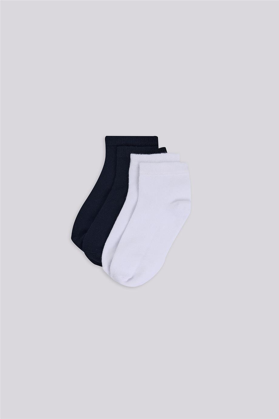 NBT Jeans 2'li Erkek Çocuk Kısa Çorap Paketi Siyah Beyaz