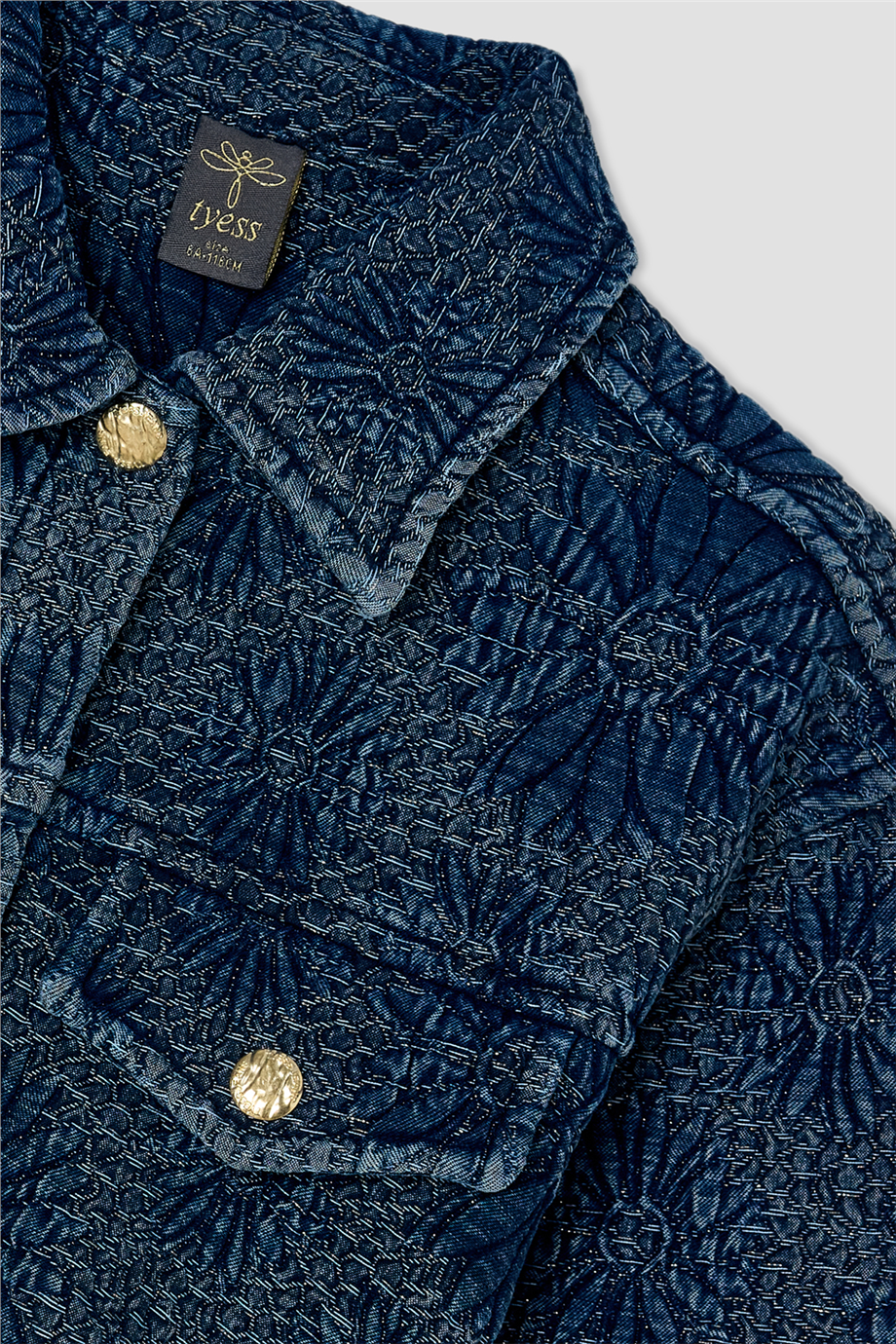 Tyess Kız Çocuk Gömlek Yaka Denim Ceket görsel 8