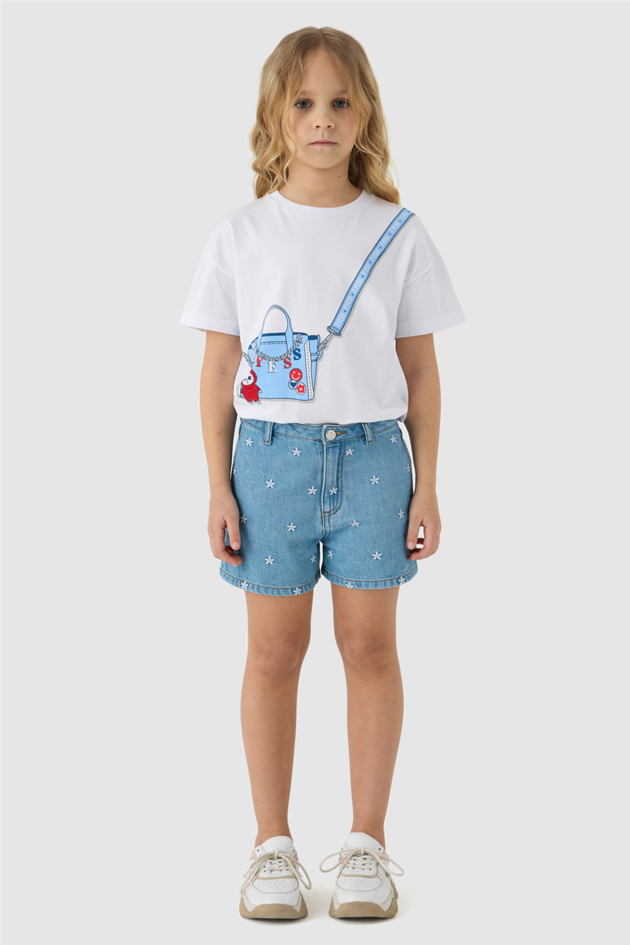Tyess Kız Çocuk Denim Nakışlı Şort