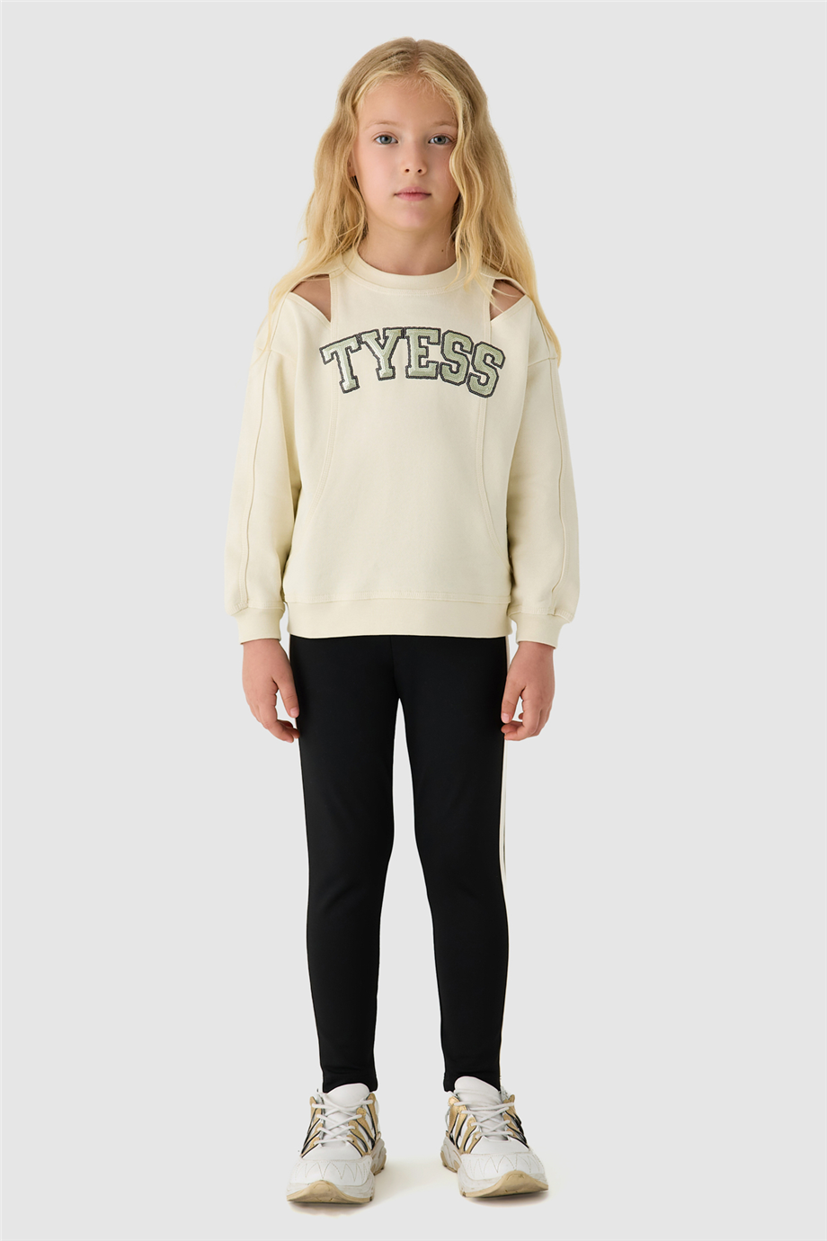 Tyess Kız Çocuk Bisiklet Yaka Oversize Sweatshirt