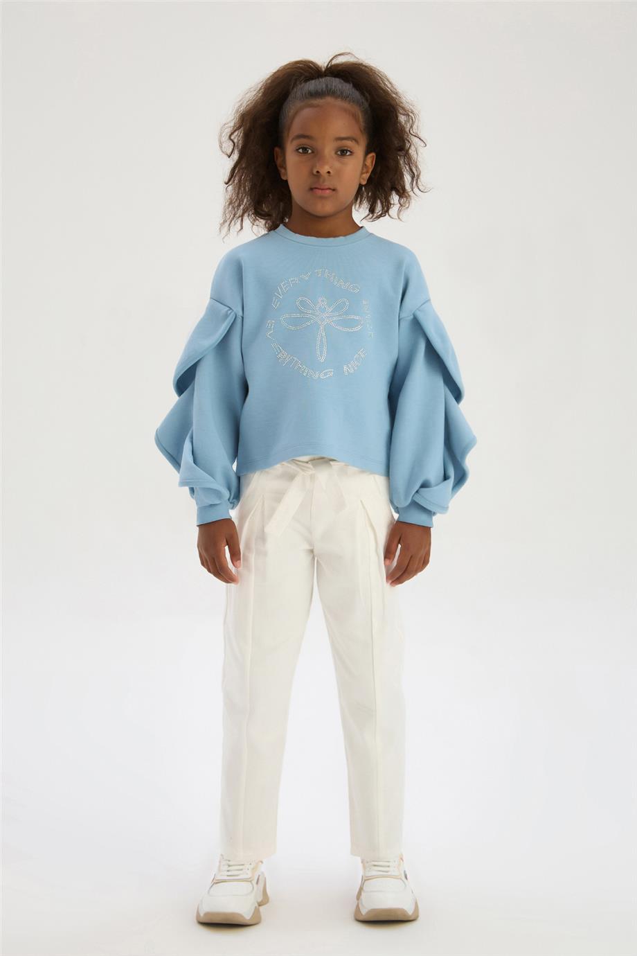 Tyess Kız Çocuk Mavi Sweatshirt