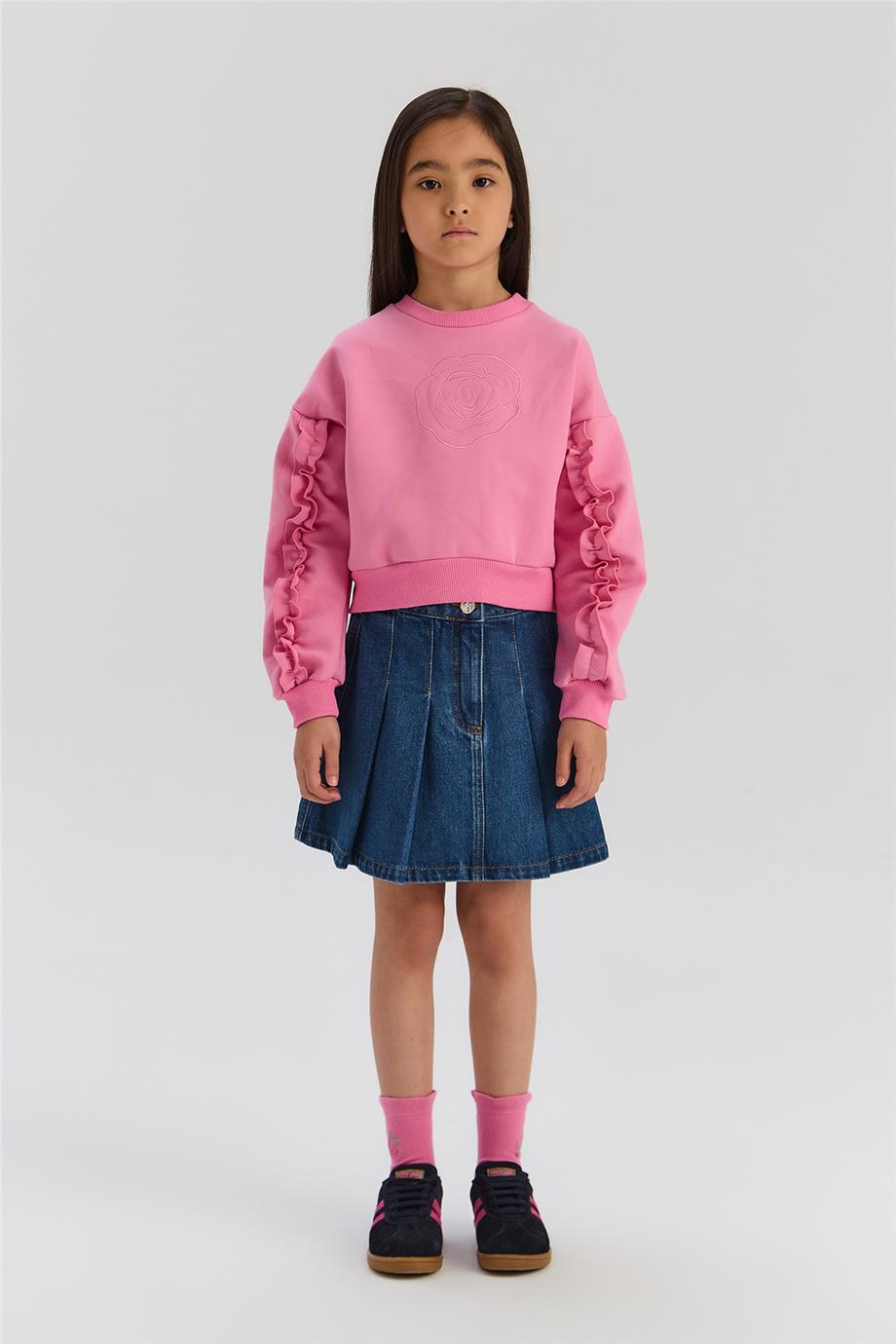 Tyess Kız Çocuk Pembe Sweatshirt