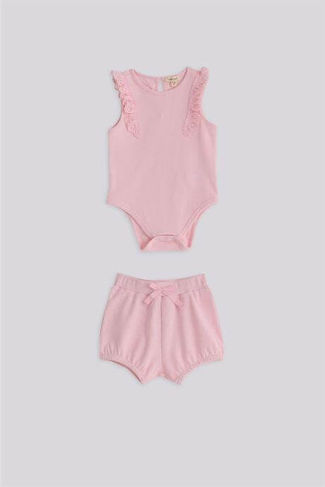 Gb Baby Basic Kız Bebek Pembe Body ve Şort TakımıGb Baby Basic Kız Bebek Pembe Body ve Şort Takımı