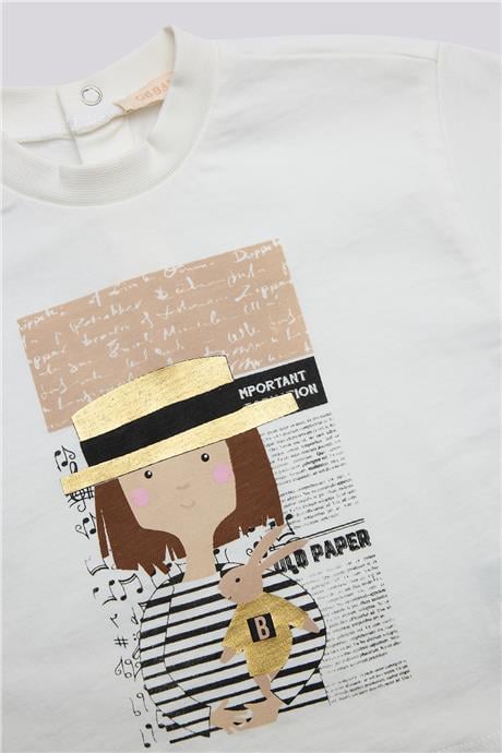 GB Baby Kız Bebek Ekru TshirtGB Baby Kız Bebek Ekru Tshirt