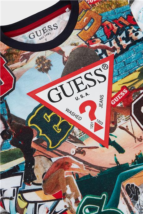 Guess Erkek Çocuk Desenli Tshirt