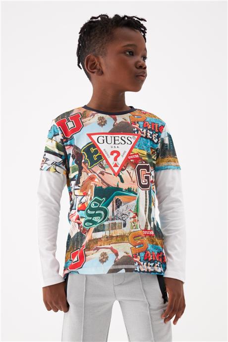 Guess Erkek Çocuk Desenli Tshirt