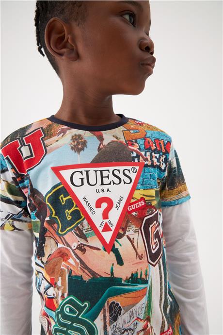 Guess Erkek Çocuk Desenli Tshirt