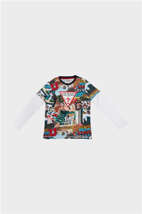 Guess Erkek Çocuk Desenli Tshirt