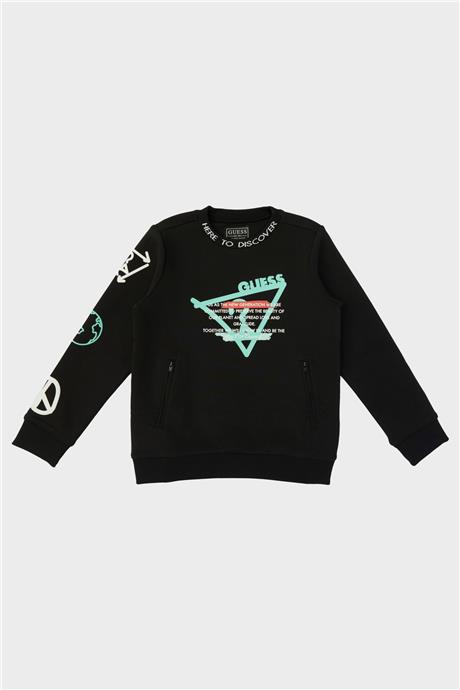 Guess Erkek Çocuk Siyah Sweatshirt