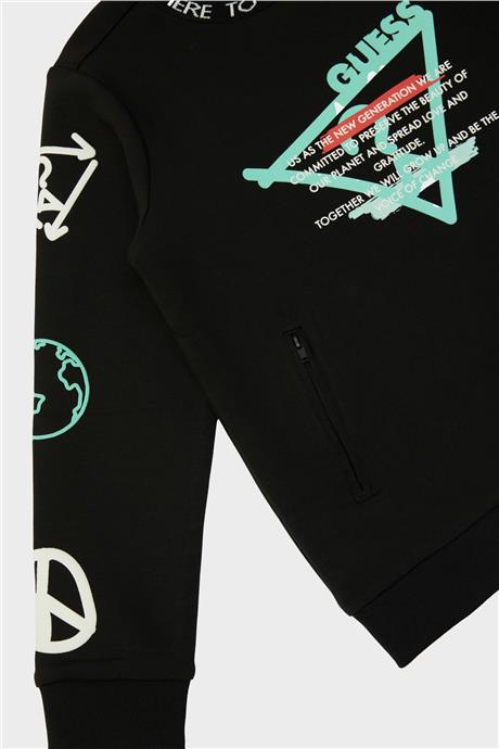 Guess Erkek Çocuk Siyah Sweatshirt