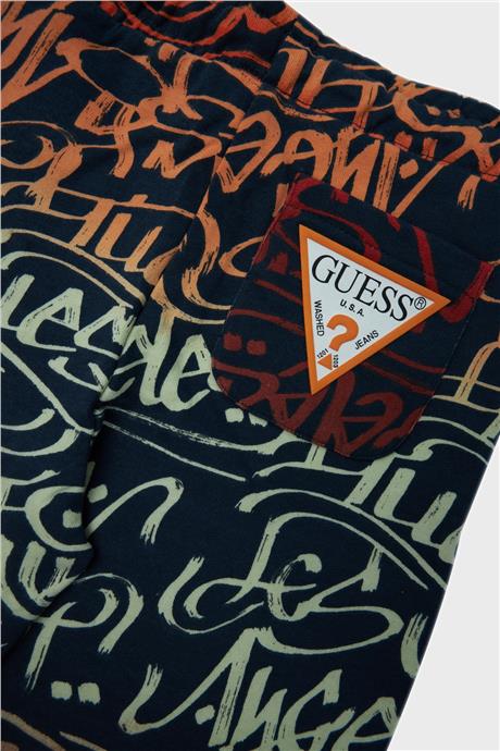 Guess Erkek Çocuk Siyah Turuncu Şort