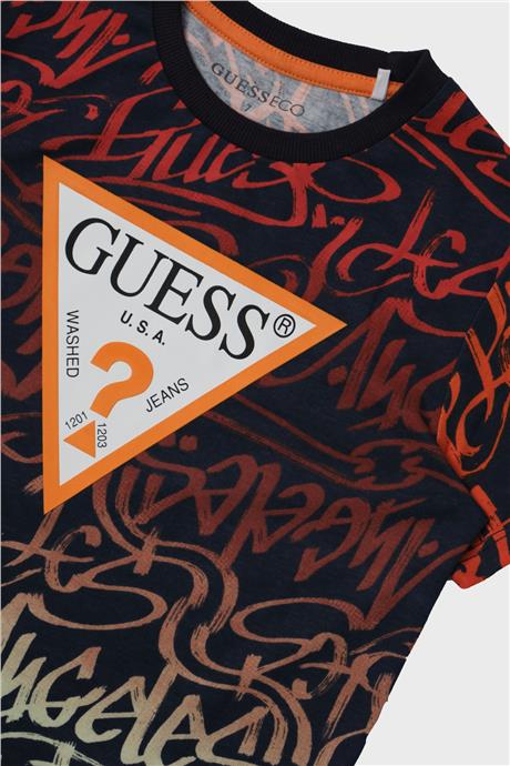 Guess Erkek Çocuk Siyah Turuncu T-Shirt