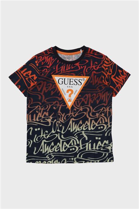 Guess Erkek Çocuk Siyah Turuncu T-Shirt