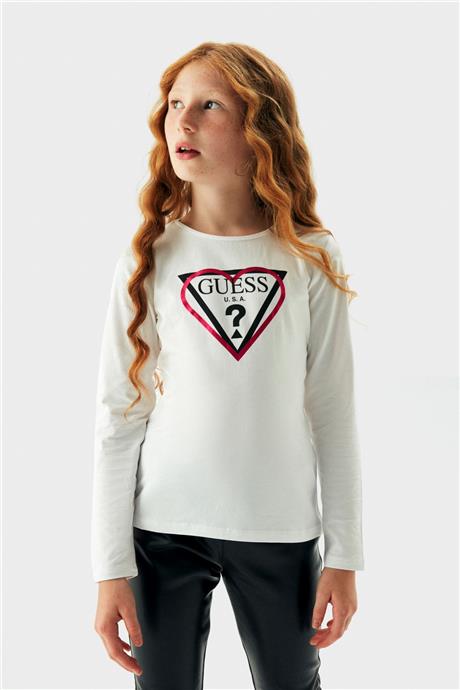 Guess Kız Çocuk Beyaz T-Shirt